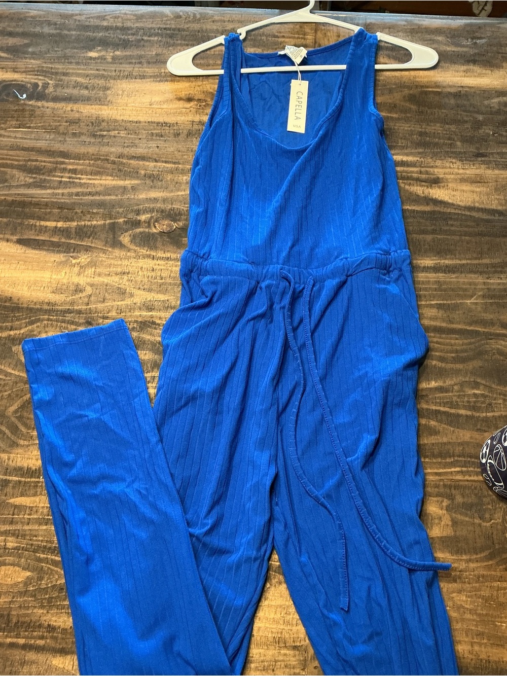 Capella Sleeveless Ribbed Jumpsuit in Cobalt Blue